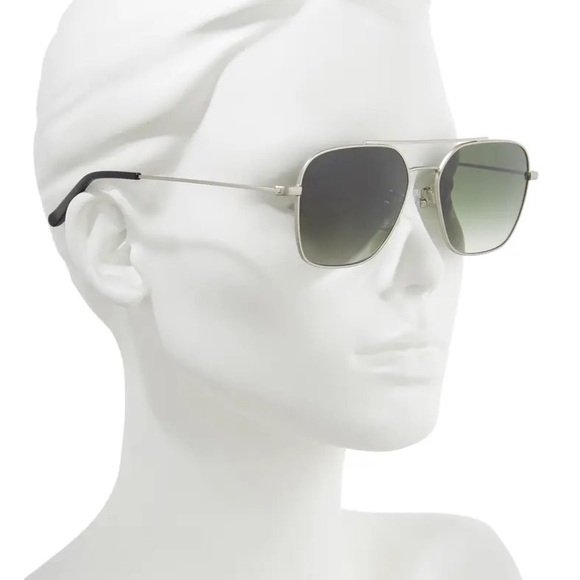 DIFF Ace Sunglasses Polarized Aviators Silver Frame Green Gradient Lenses - Picture 3 of 5